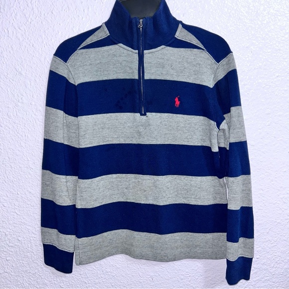 Polo Ralph Lauren Other - Polo by Ralph Lauren Navy & Gray Striped Half-Zip Sweater